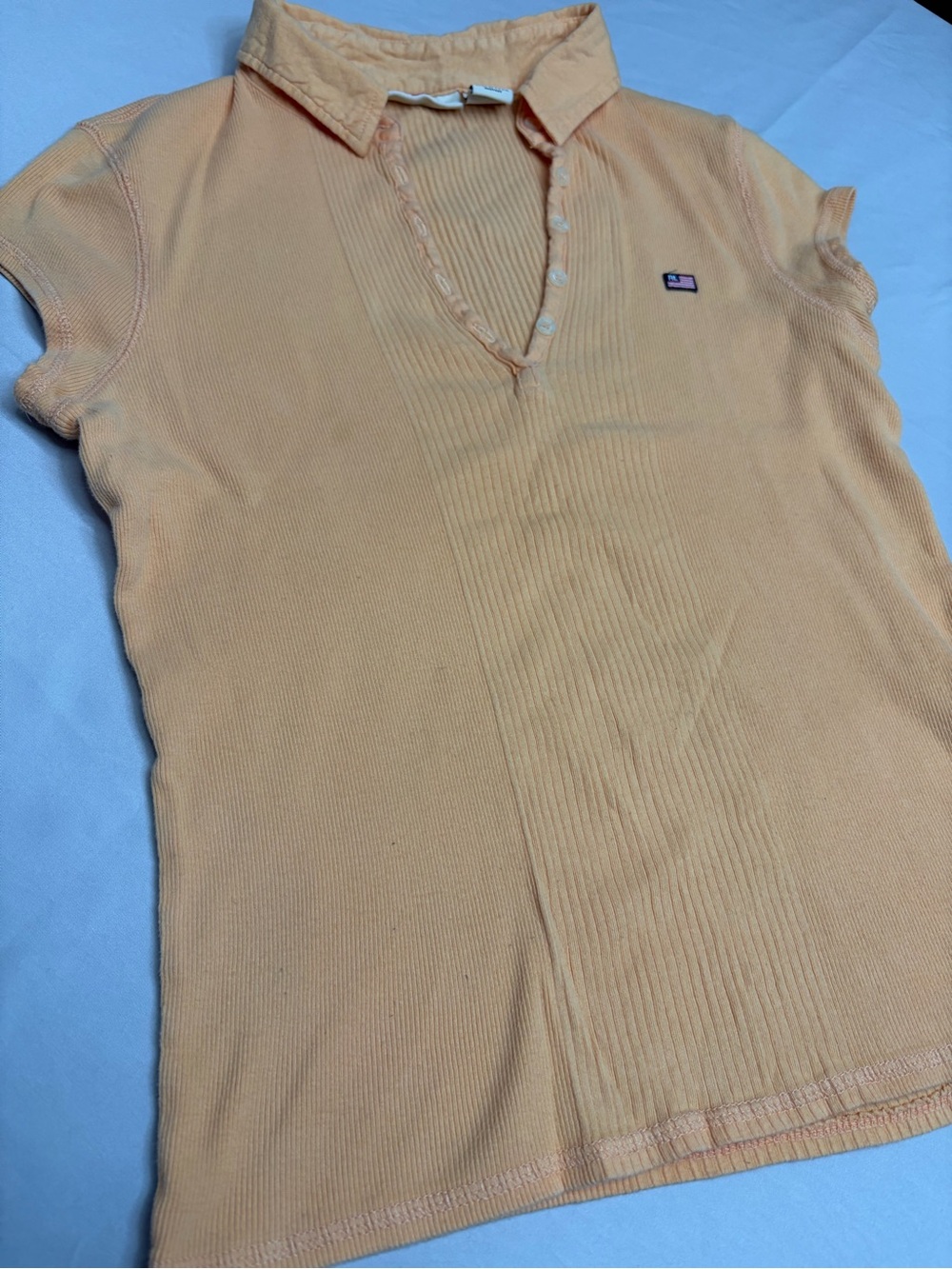 Peach Short Sleeve Ribbed Polo Jeans Co. Shirt